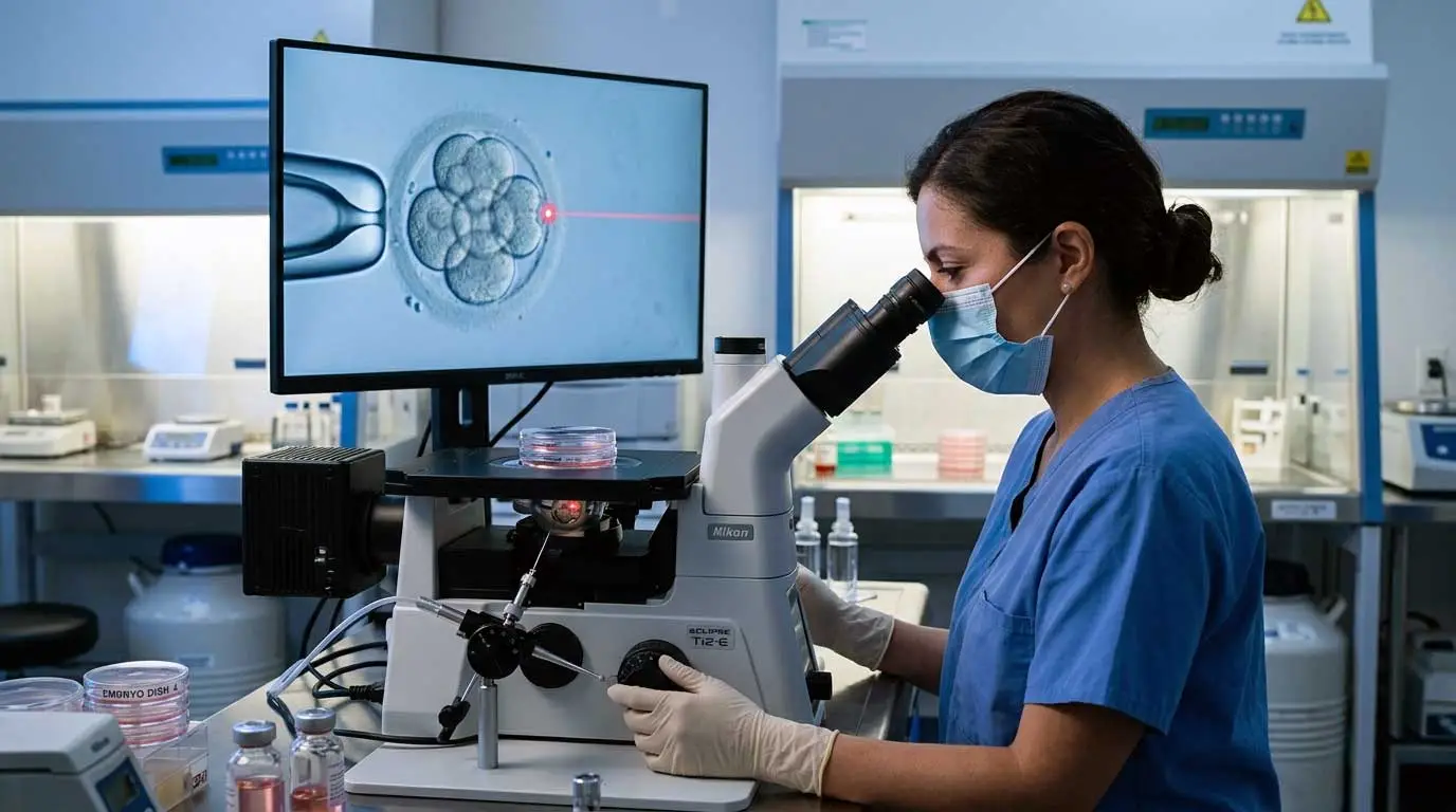 Assisted laser hatching of embryo during IVF treatment